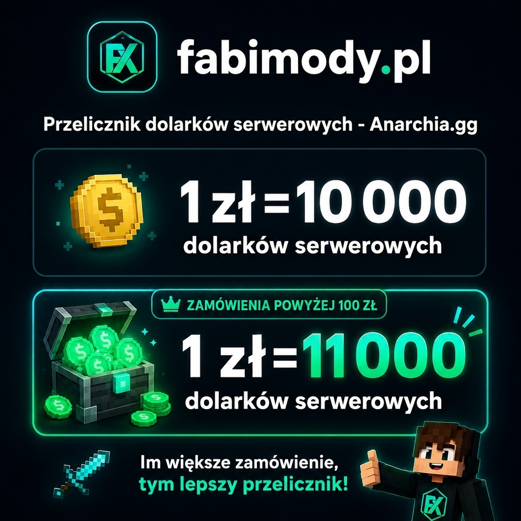 Dolarki Anarchia.gg i Minestar.gg cennik fabimody.pl